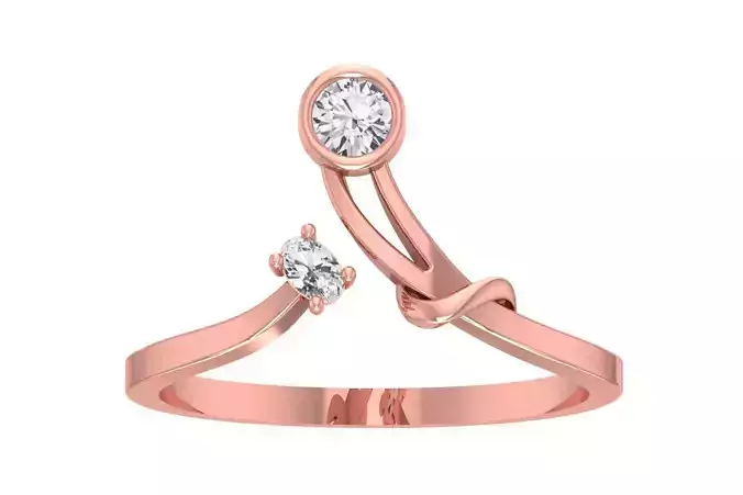 Solitaire Women Bypass Band Ring