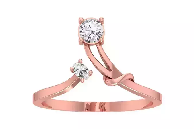 Solitaire Women Bypass Band Ring