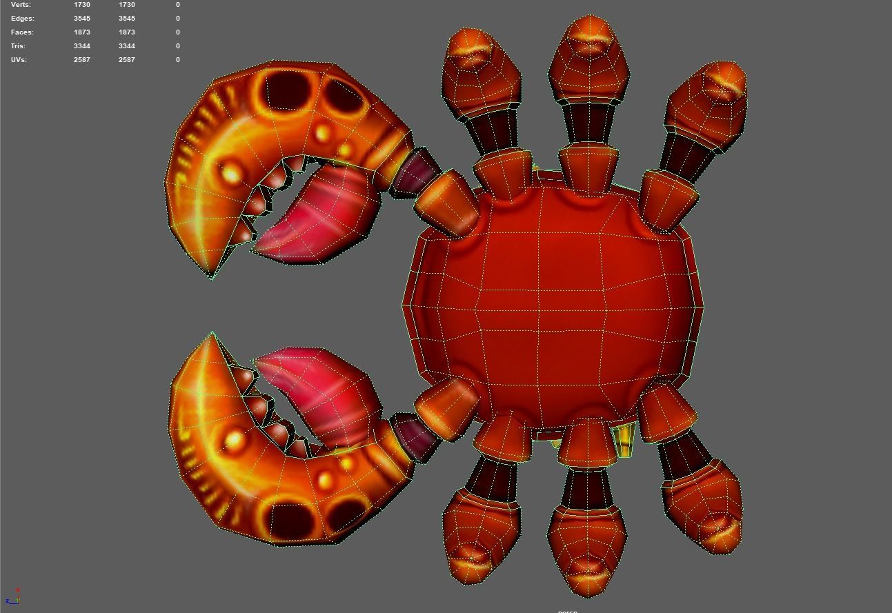 Crab Sea Animal Low-poly 3D model_12