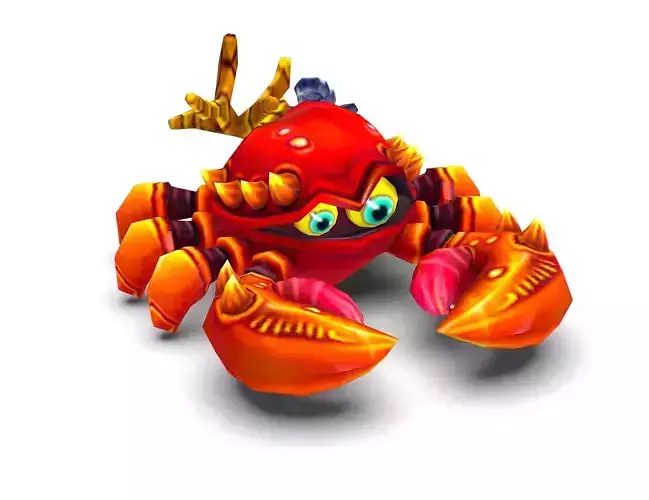 lowpoly 3d model cartoon crab Low-poly 3D model