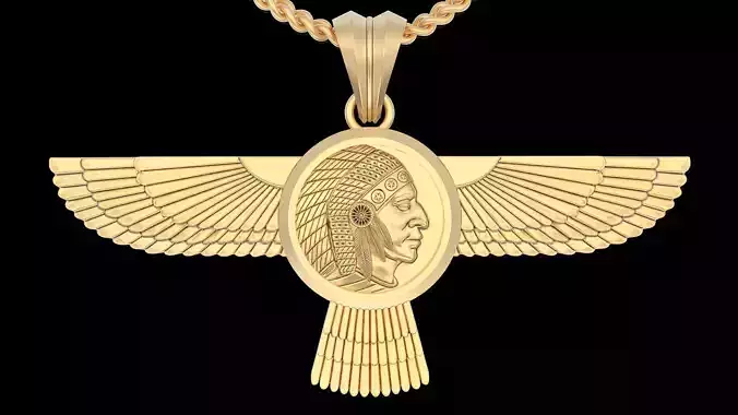 Indian wings pendant  gold printable jewelry 3D model 3D print model