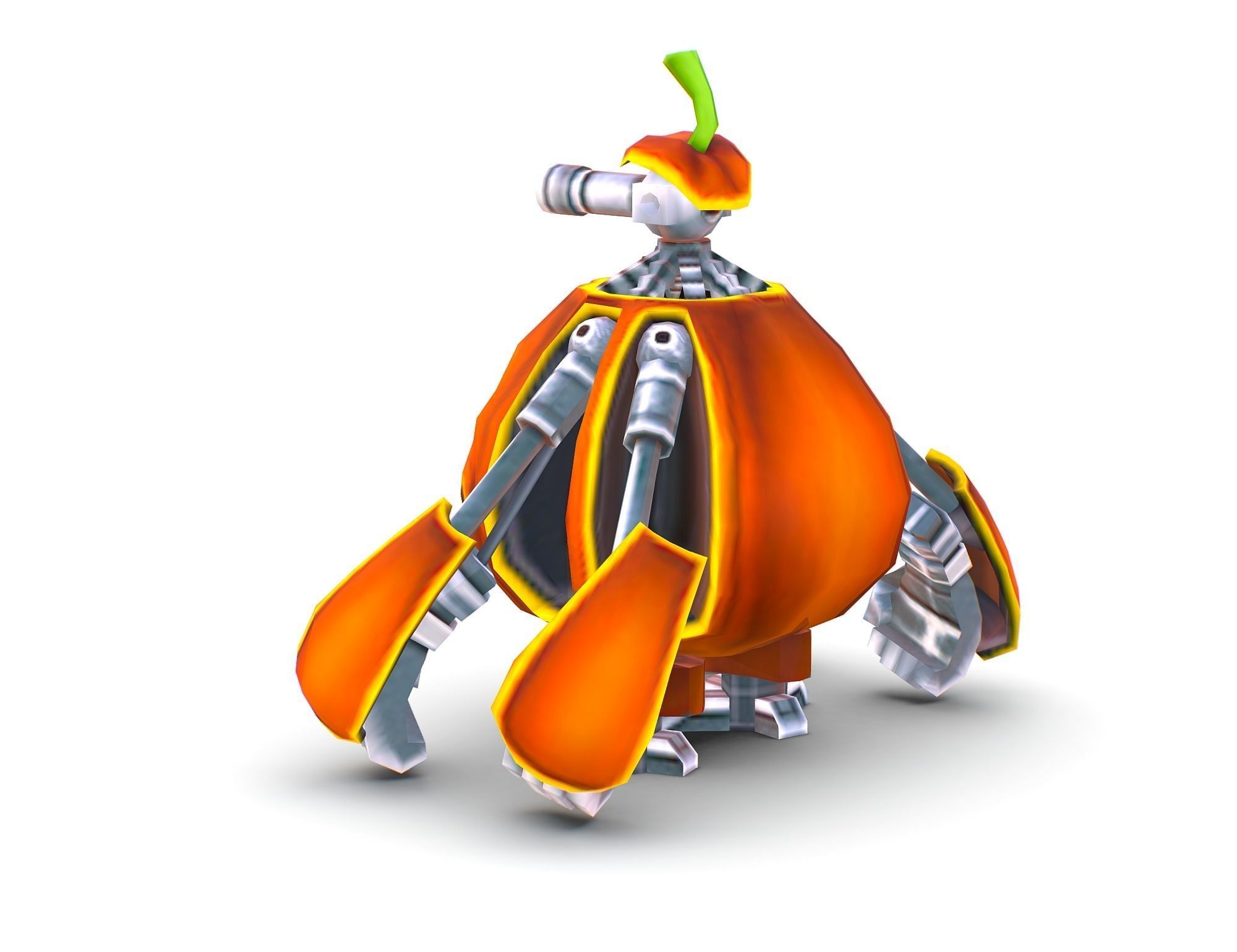 low poly 3d model cartoon pumpkin robot Low-poly 3D model_7
