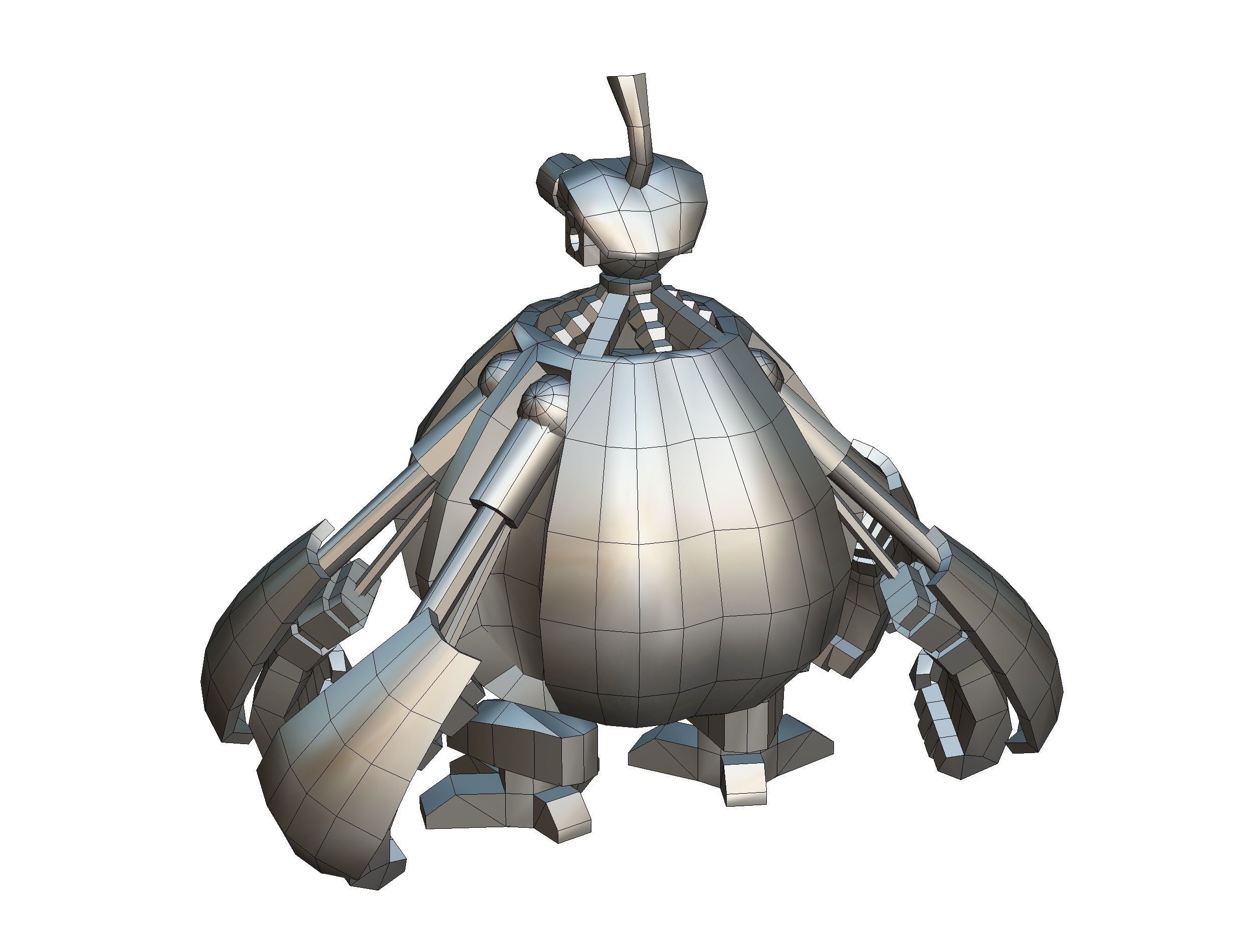 low poly 3d model cartoon pumpkin robot Low-poly 3D model_14