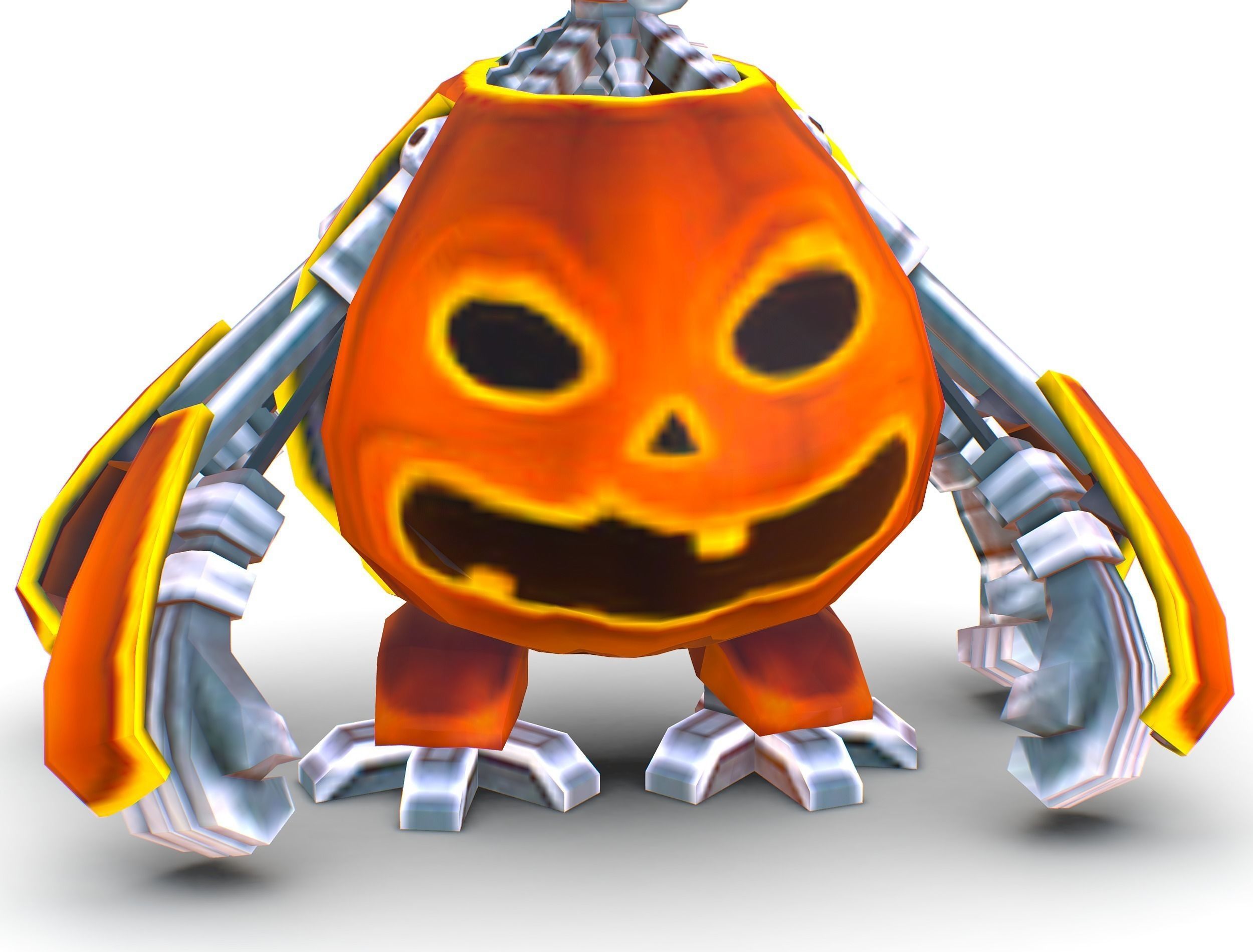 low poly 3d model cartoon pumpkin robot Low-poly 3D model_20