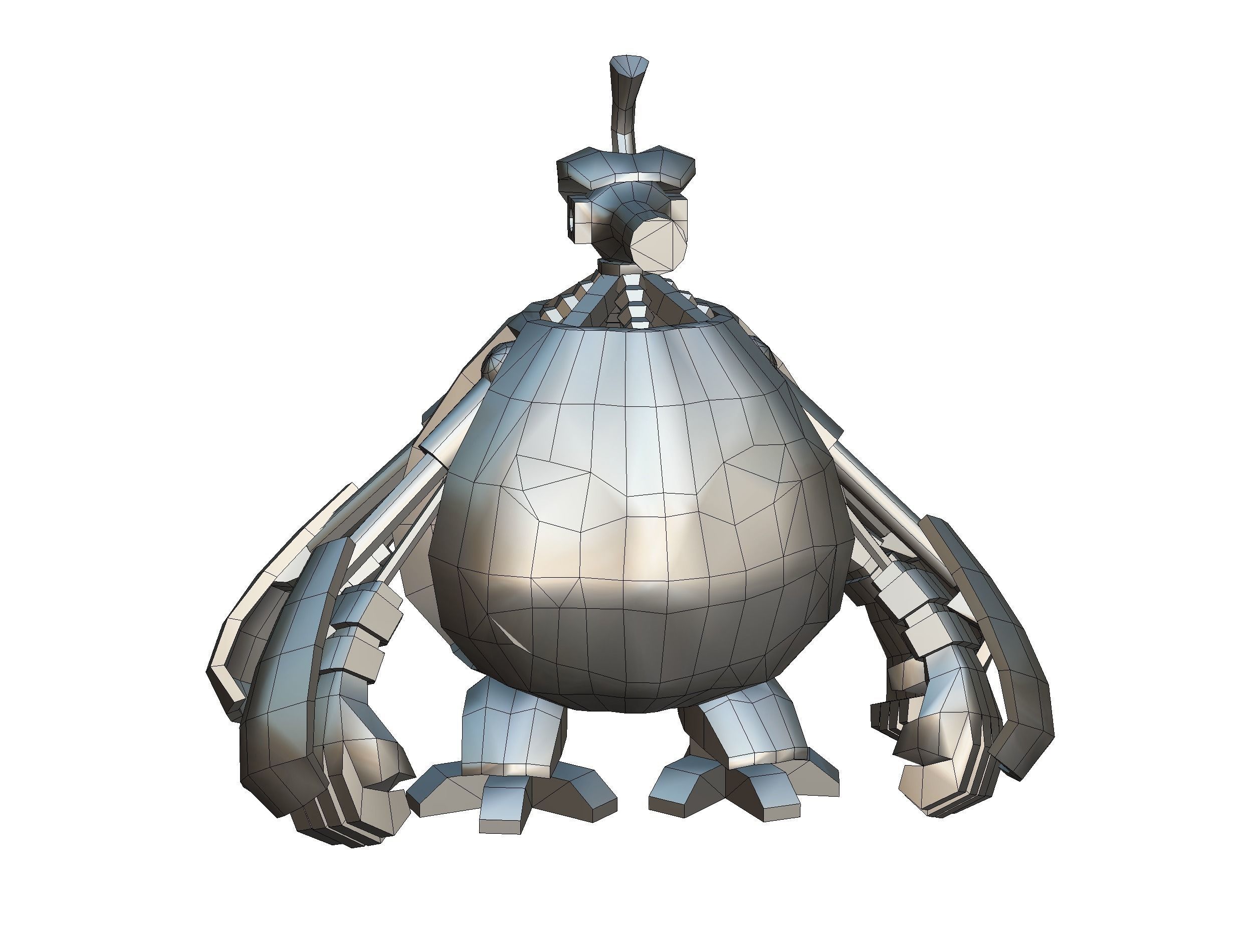 low poly 3d model cartoon pumpkin robot Low-poly 3D model_15