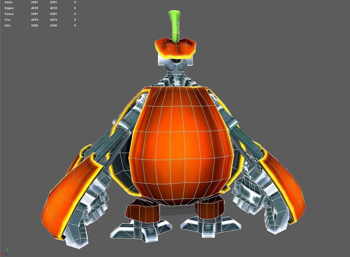 low poly 3d model cartoon pumpkin robot Low-poly 3D model_10