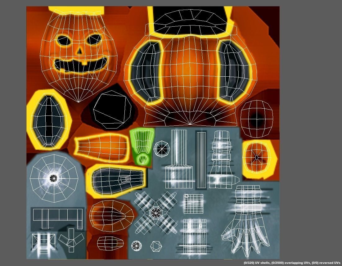 low poly 3d model cartoon pumpkin robot Low-poly 3D model_11