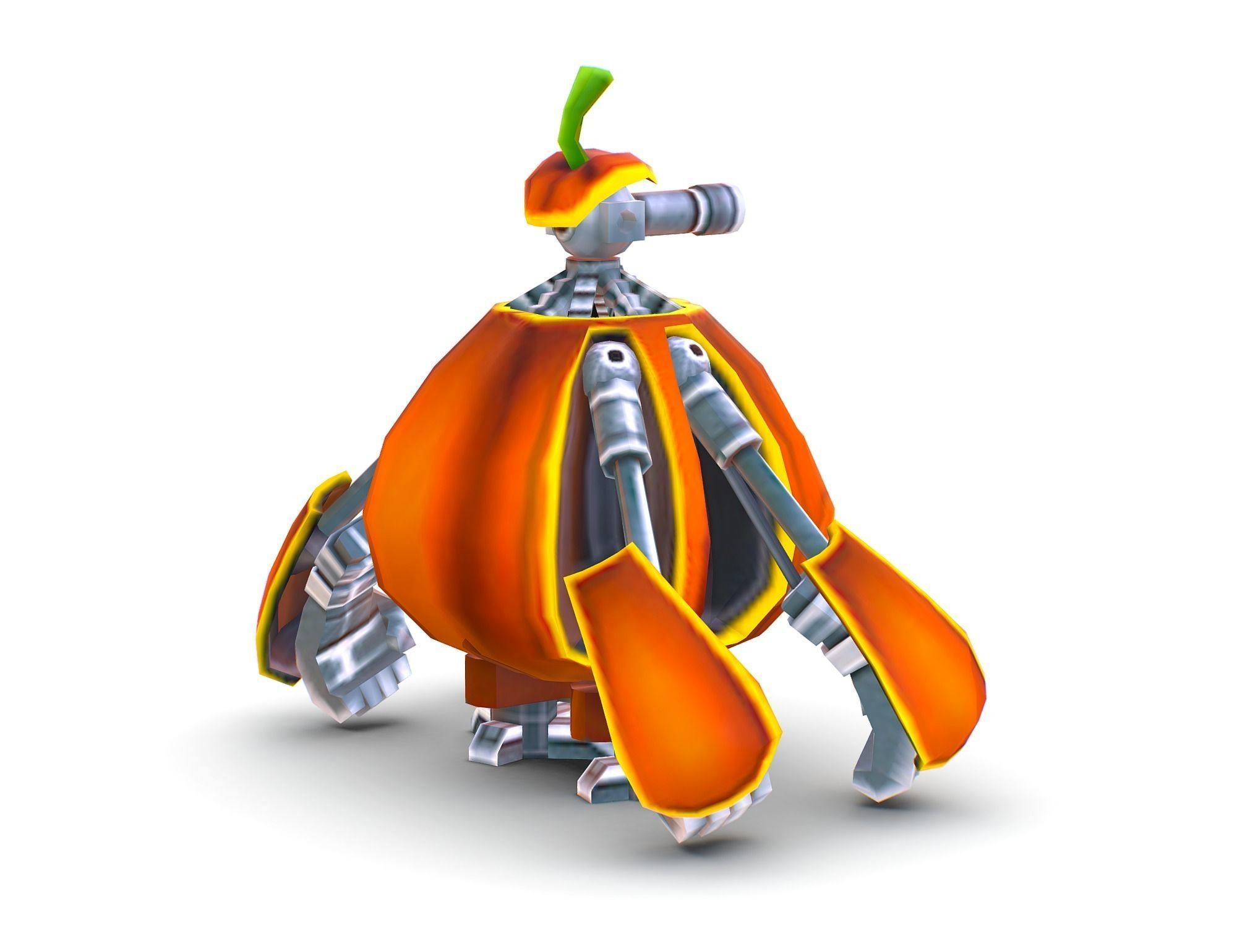 low poly 3d model cartoon pumpkin robot Low-poly 3D model_3