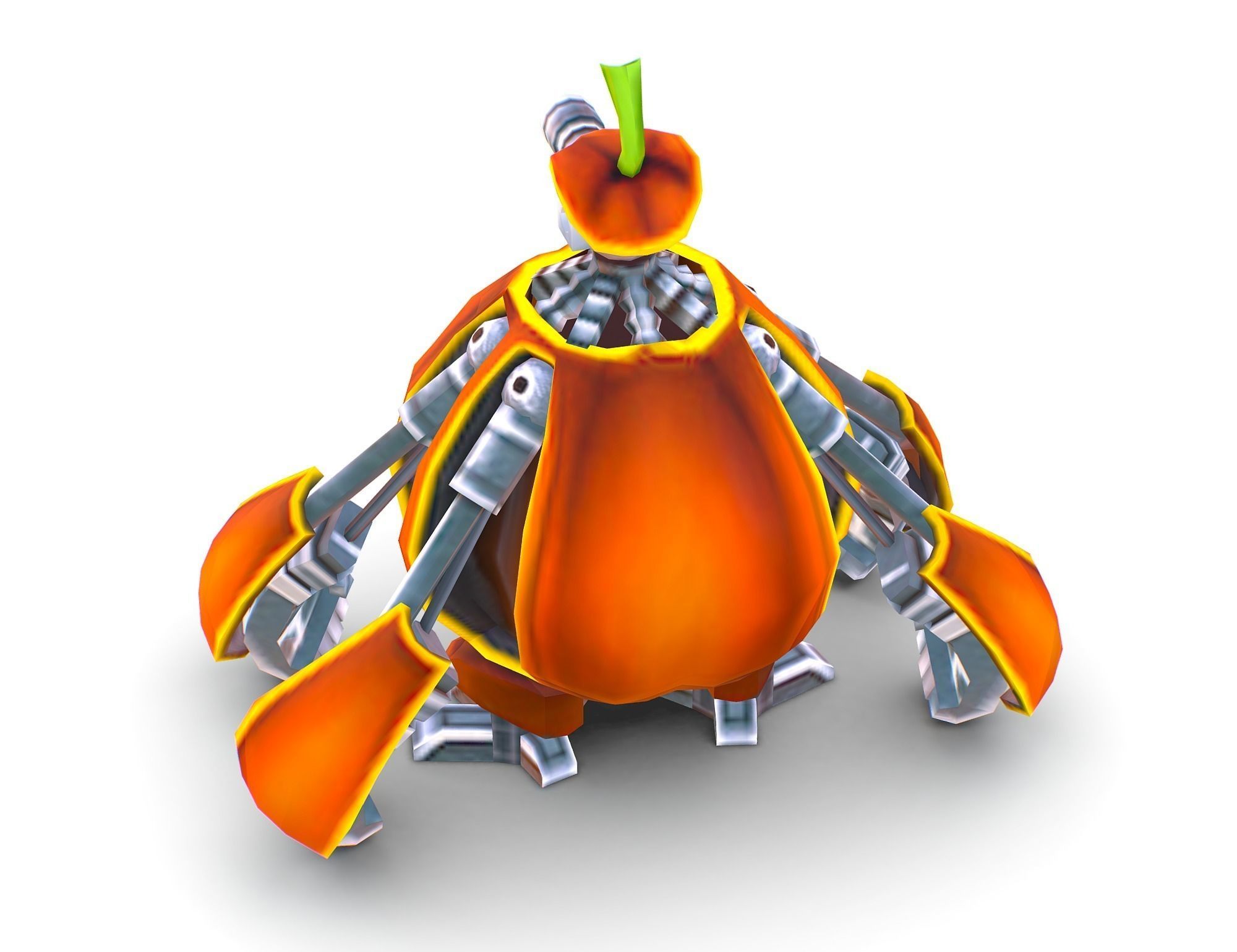 low poly 3d model cartoon pumpkin robot Low-poly 3D model_5