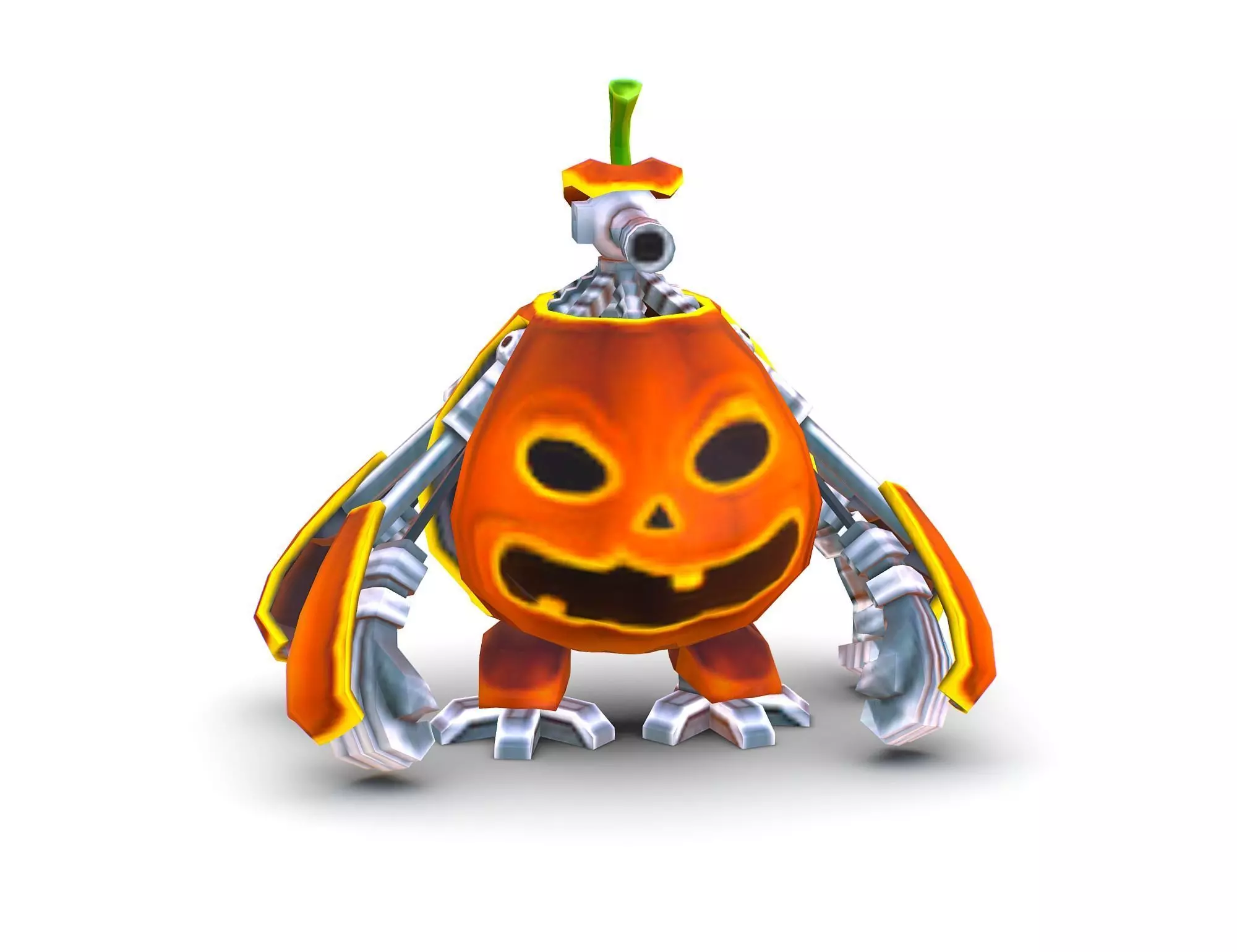 low poly 3d model cartoon pumpkin robot Low-poly 3D model_0