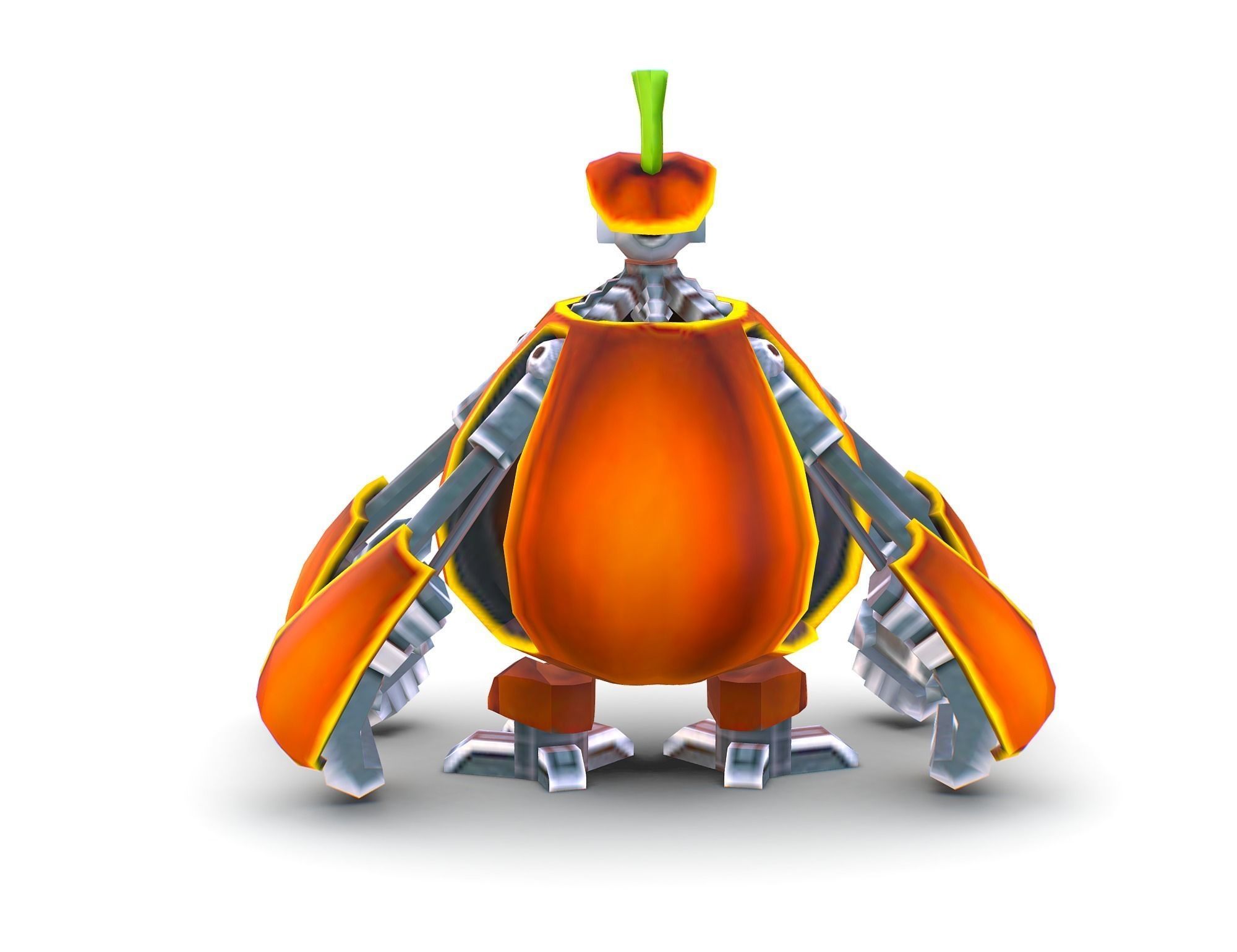 low poly 3d model cartoon pumpkin robot Low-poly 3D model_8