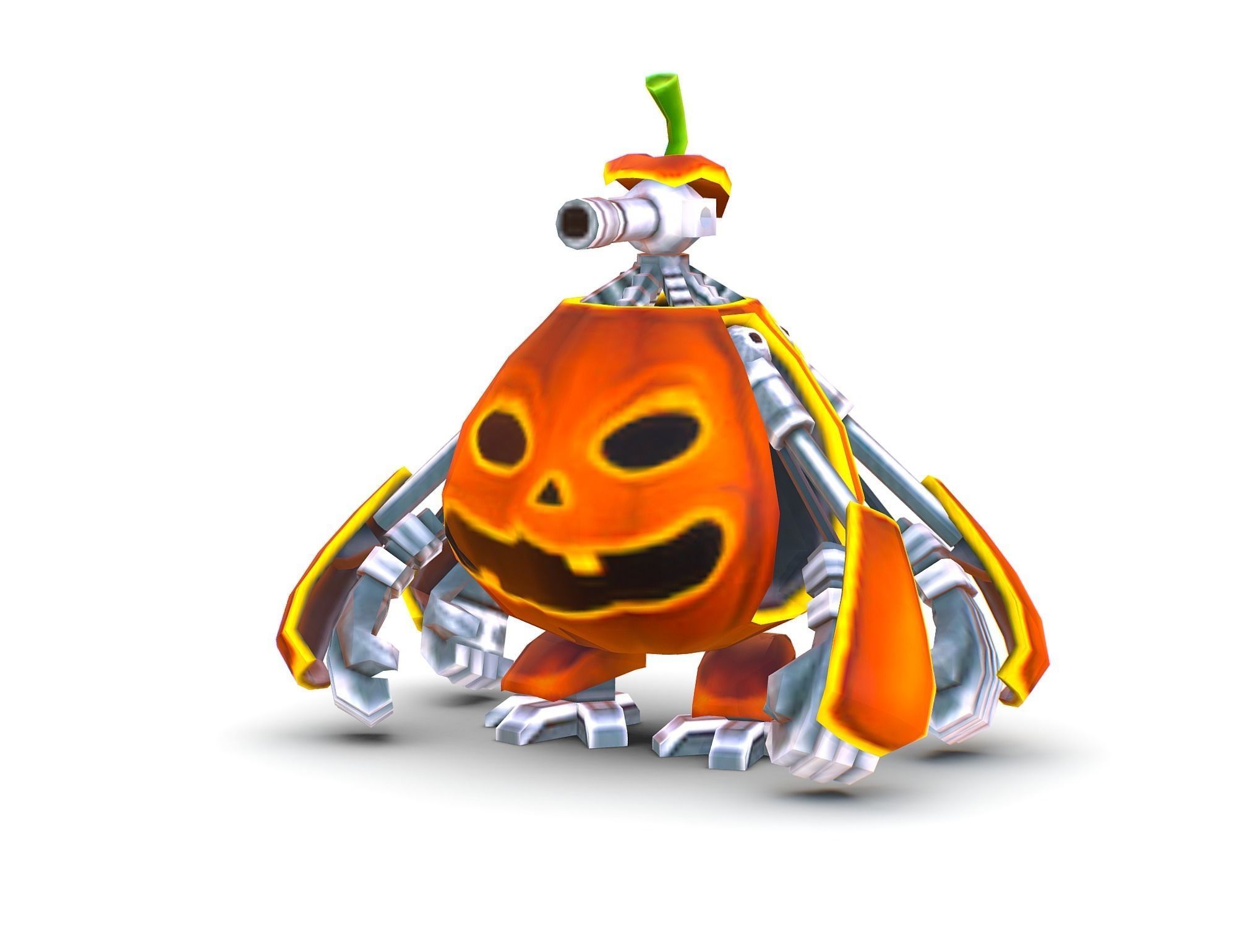 low poly 3d model cartoon pumpkin robot Low-poly 3D model_1