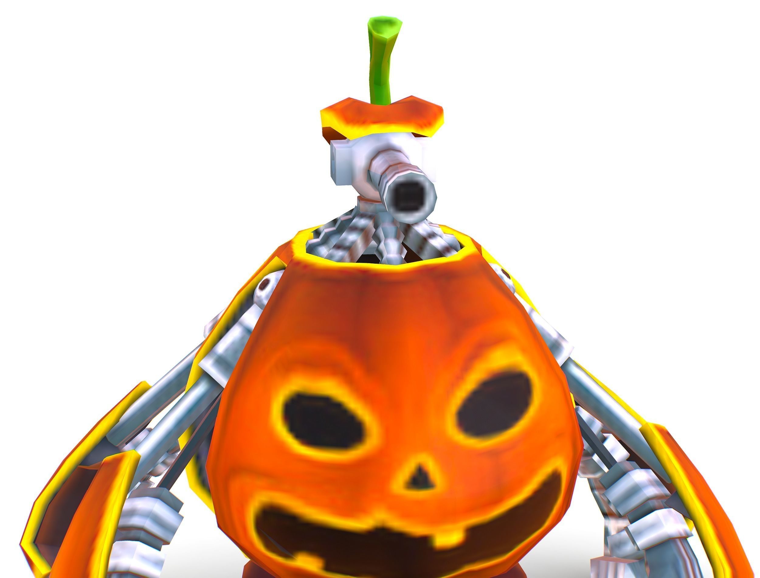 low poly 3d model cartoon pumpkin robot Low-poly 3D model_18