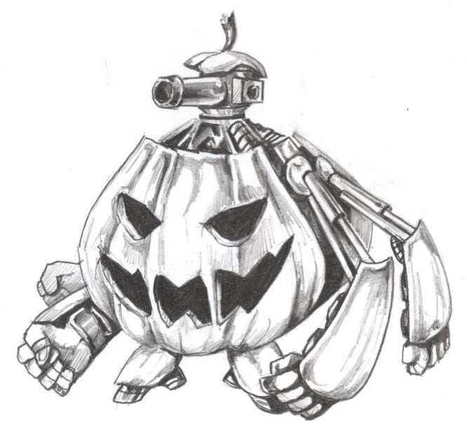 low poly 3d model cartoon pumpkin robot Low-poly 3D model_13