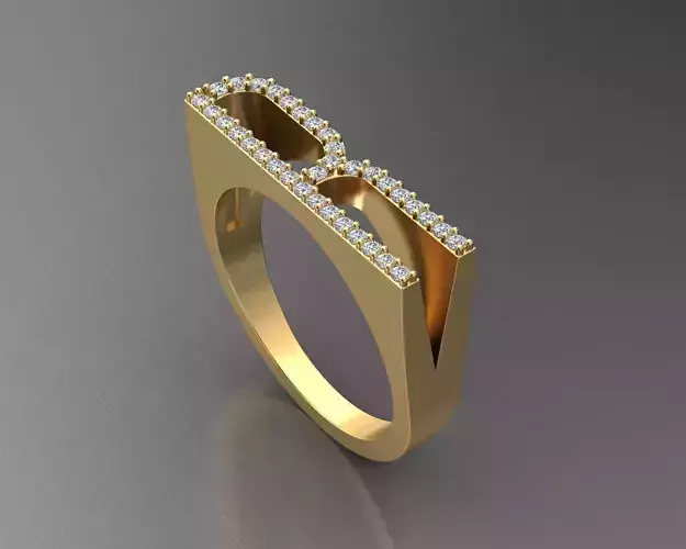 alphabet jewelry ring diamond letter R 3D print model