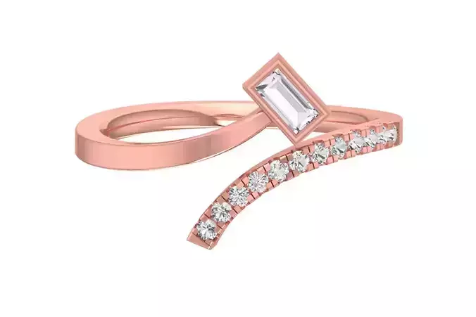 Solitaire Women Bypass Band Ring