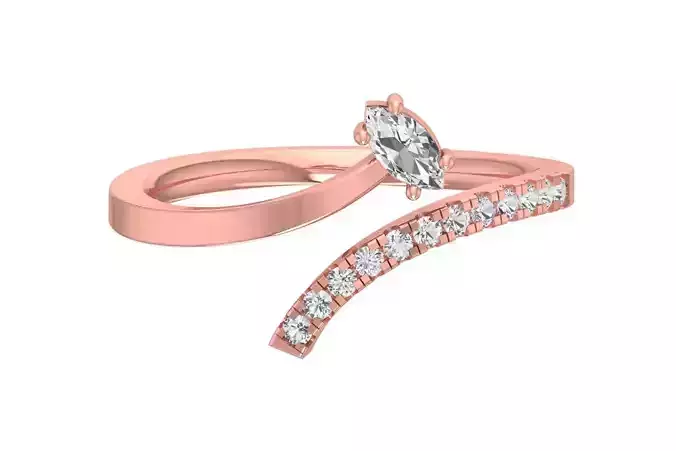 Solitaire Women Bypass Band Ring