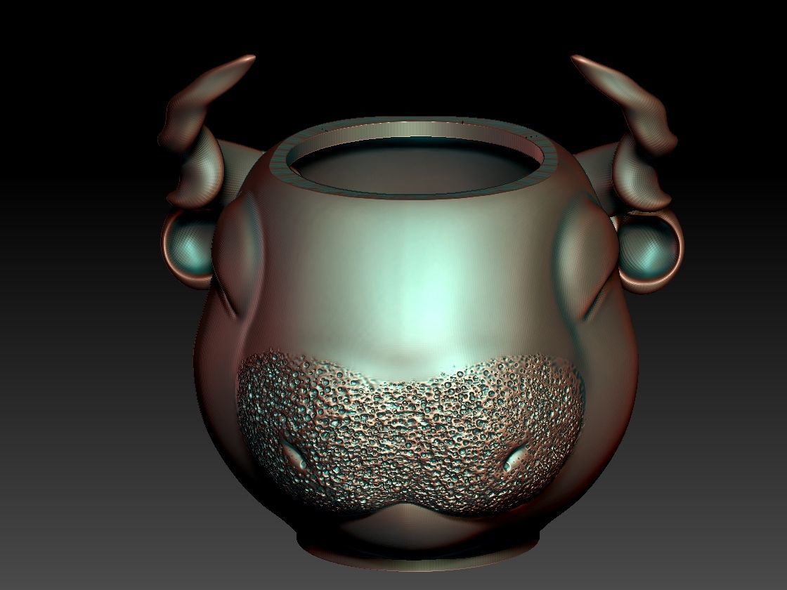 the cow face vase 3D print model_9