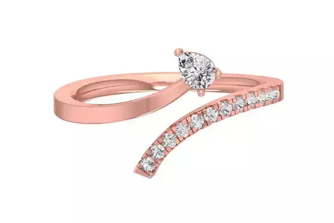 Solitaire Women Bypass Band Ring