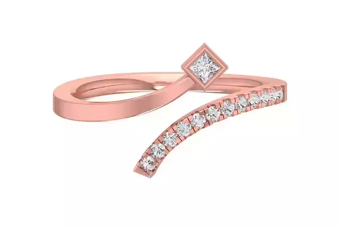 Solitaire Women Bypass Band Ring