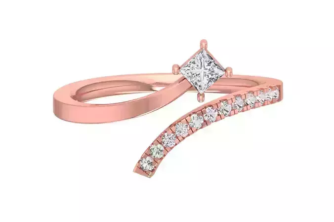 Solitaire Women Bypass Band Ring