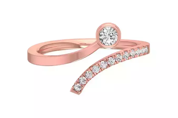 Solitaire Women Bypass Band Ring