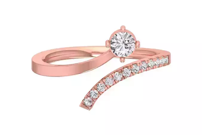 Solitaire Women Bypass Band Ring