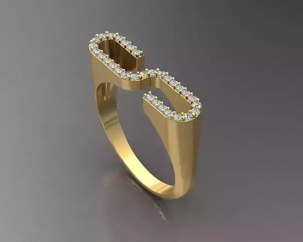 alphabet jewelry ring diamond letter S 3D print model