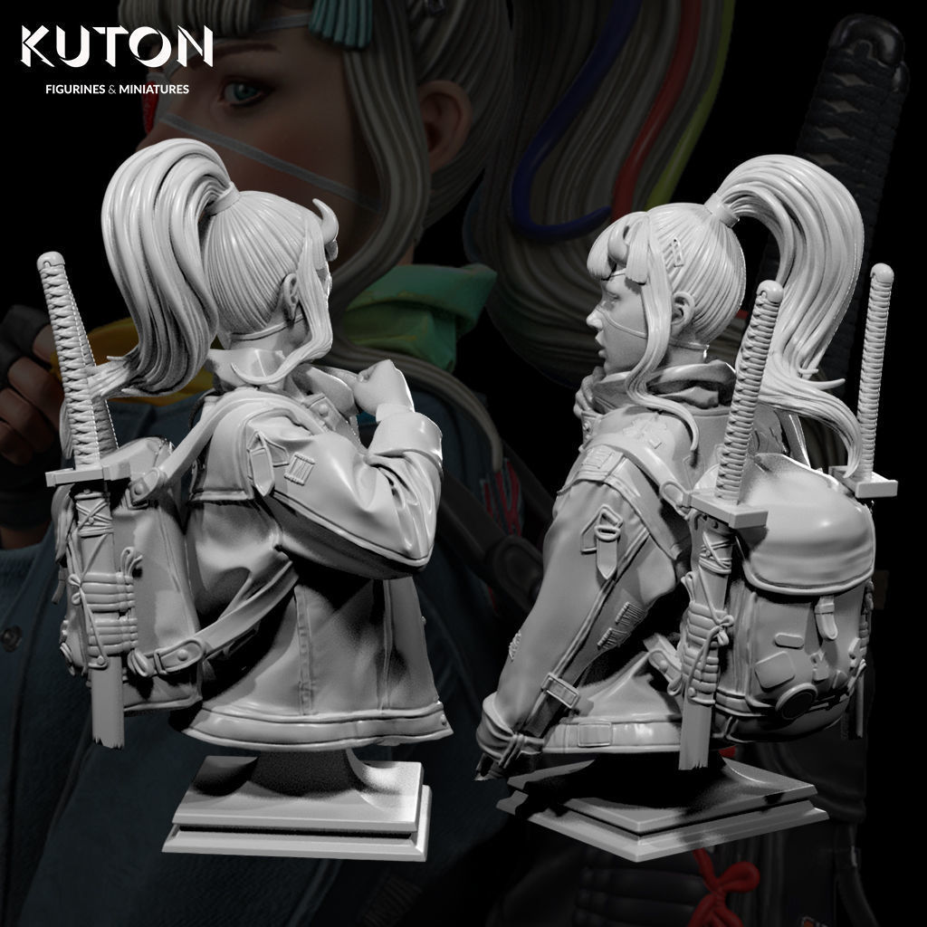 Kukii kuton figure with motorcycle 3D print model_2