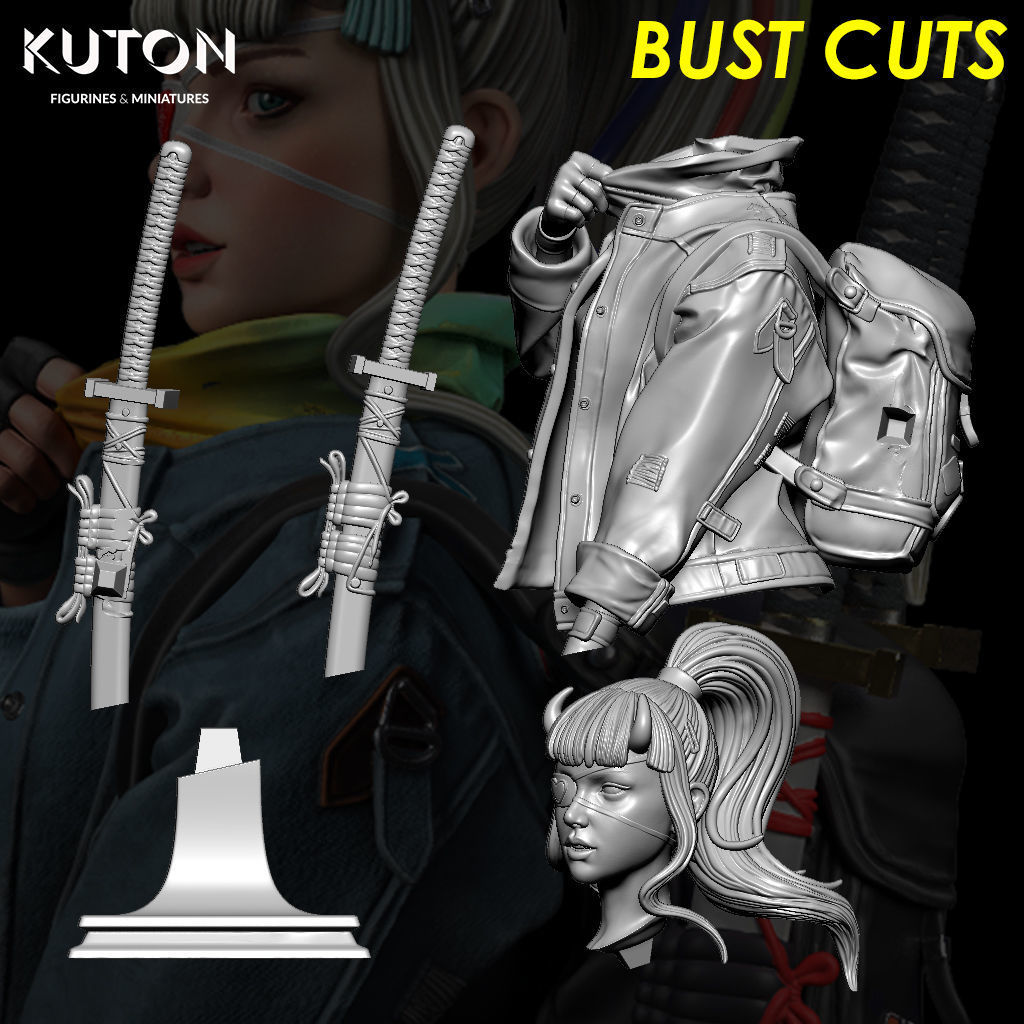 Kukii kuton figure with motorcycle 3D print model_11