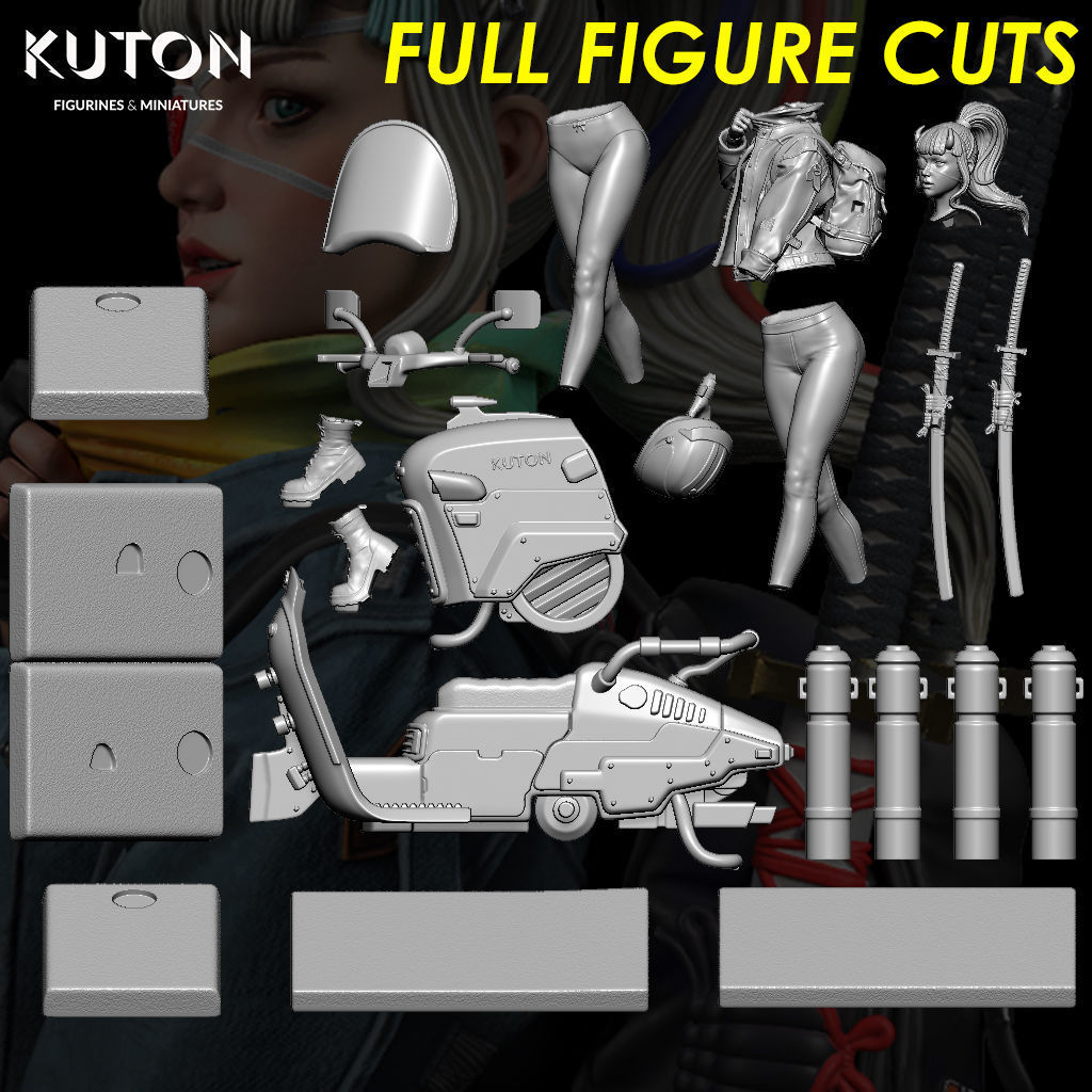 Kukii kuton figure with motorcycle 3D print model_9
