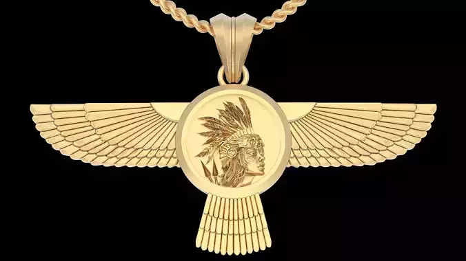 Warrior wings pendant silver gold printable jewelry 3D model