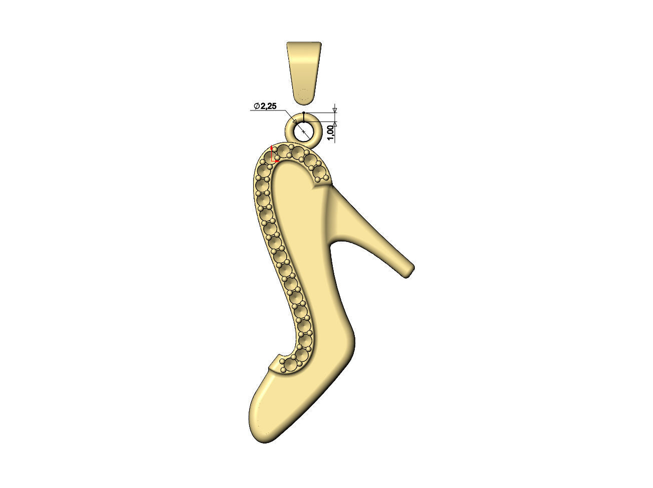 Diamond Slipper pendant with bail 3D print model_8