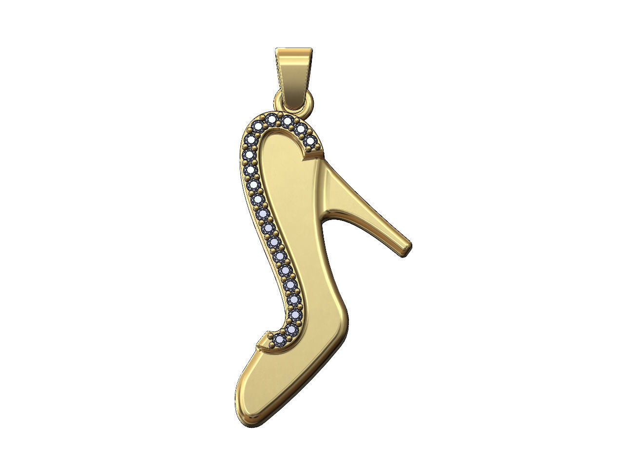 Diamond Slipper pendant with bail 3D print model_3