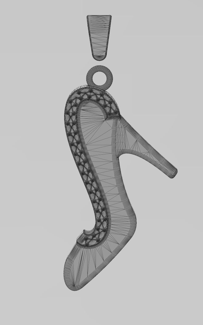 Diamond Slipper pendant with bail 3D print model_17