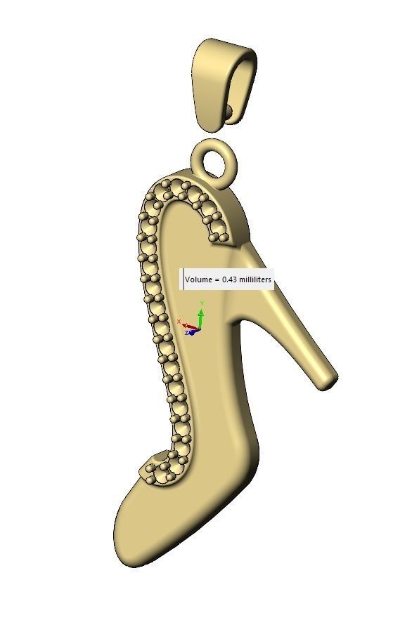 Diamond Slipper pendant with bail 3D print model_12