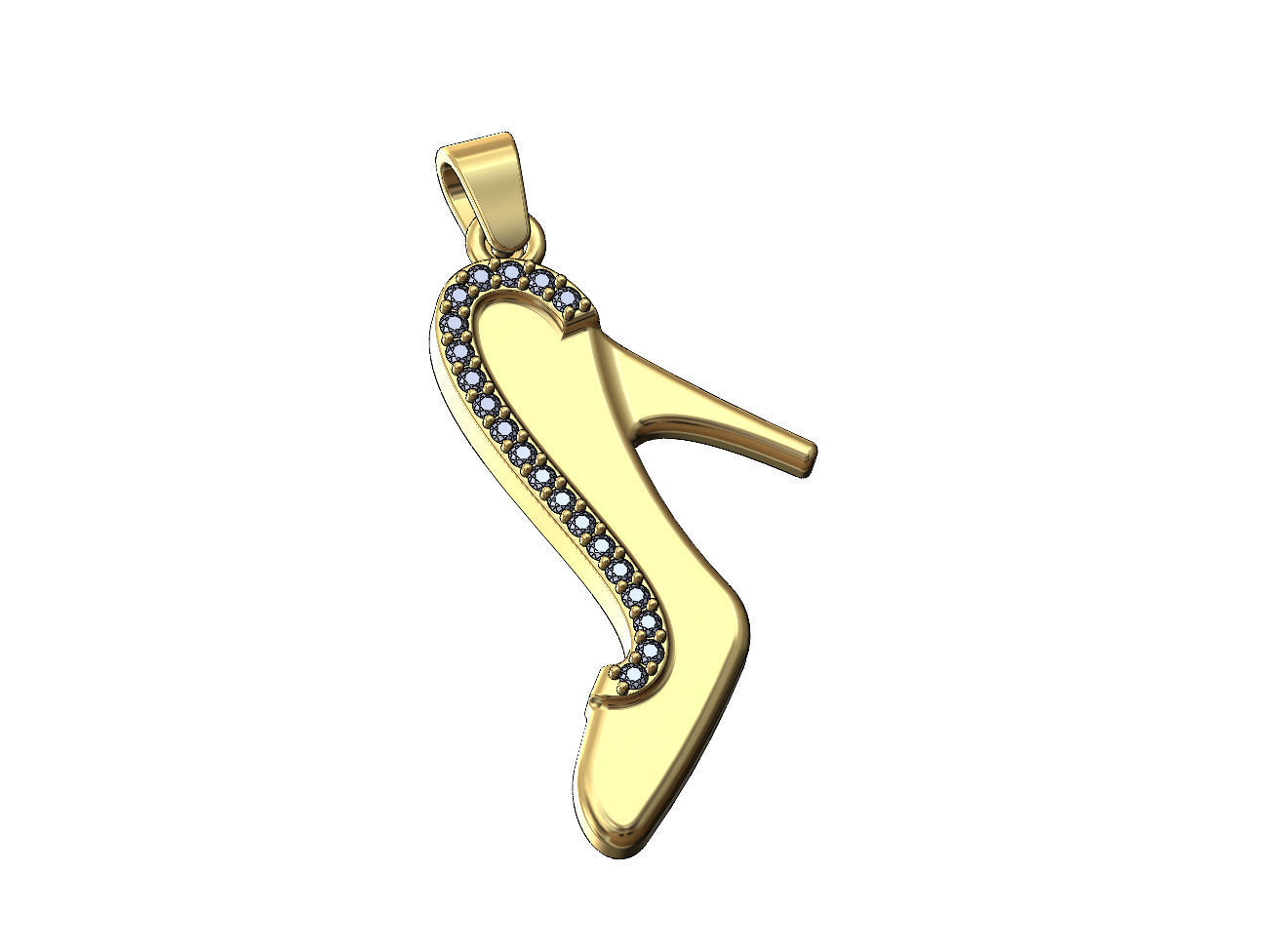 Diamond Slipper pendant with bail 3D print model_2