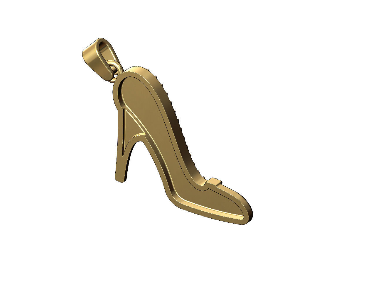 Diamond Slipper pendant with bail 3D print model_4