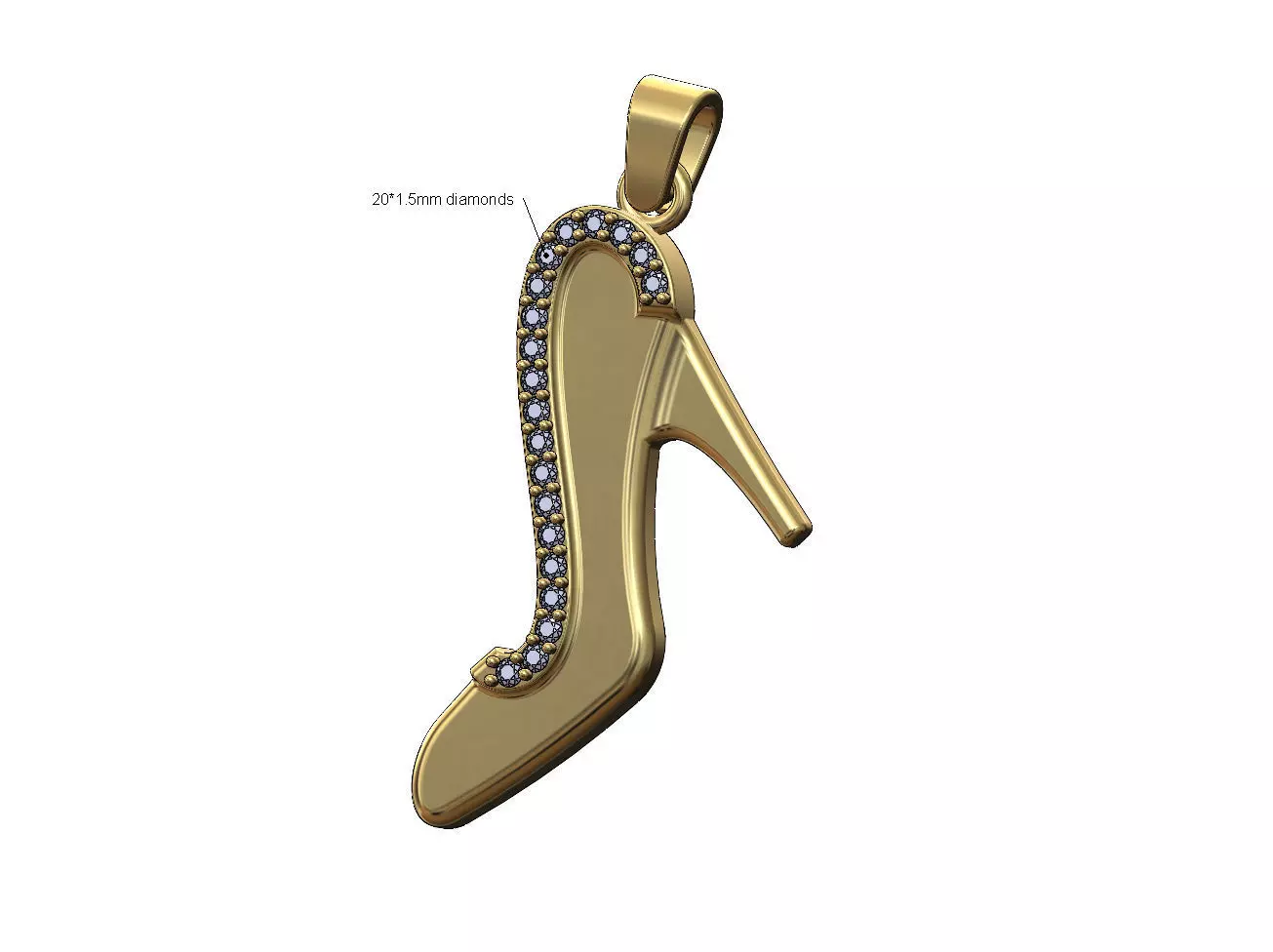 Diamond Slipper pendant with bail 3D print model_0