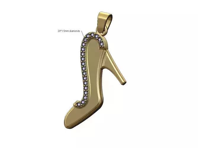 Diamond Slipper pendant with bail 3D print model