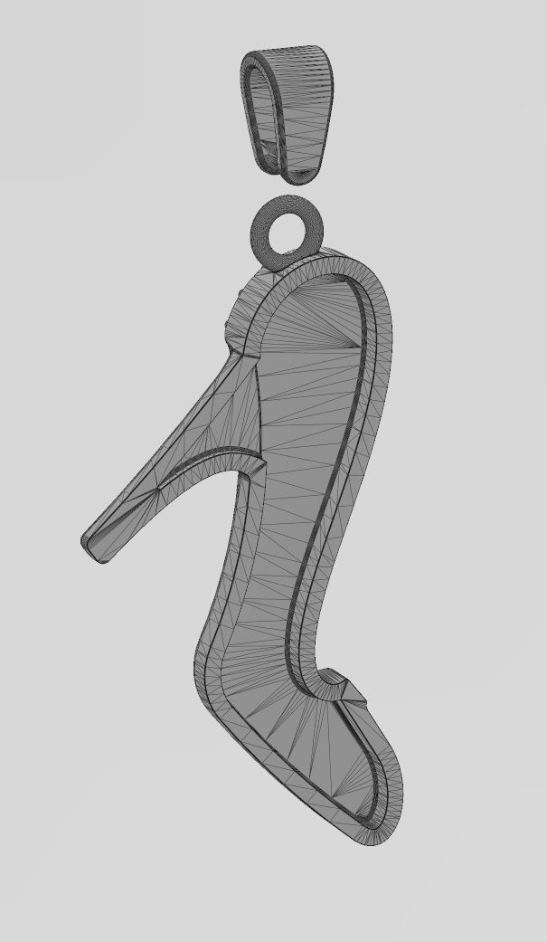 Diamond Slipper pendant with bail 3D print model_16