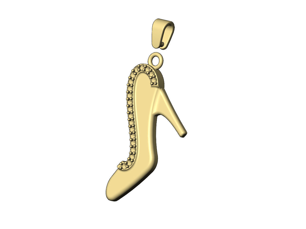 Diamond Slipper pendant with bail 3D print model_6