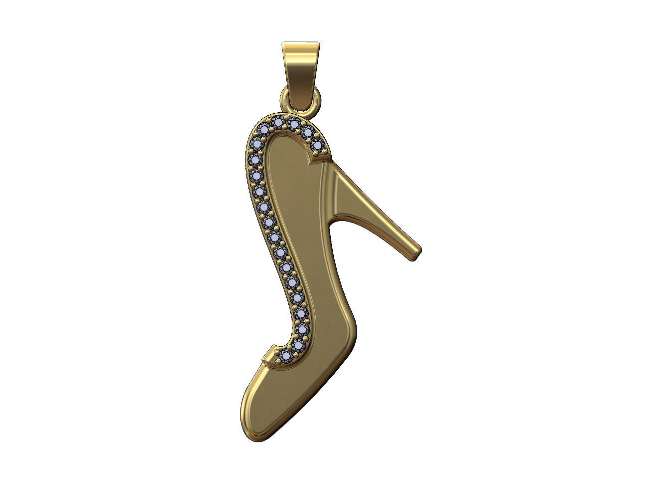 Diamond Slipper pendant with bail 3D print model_1