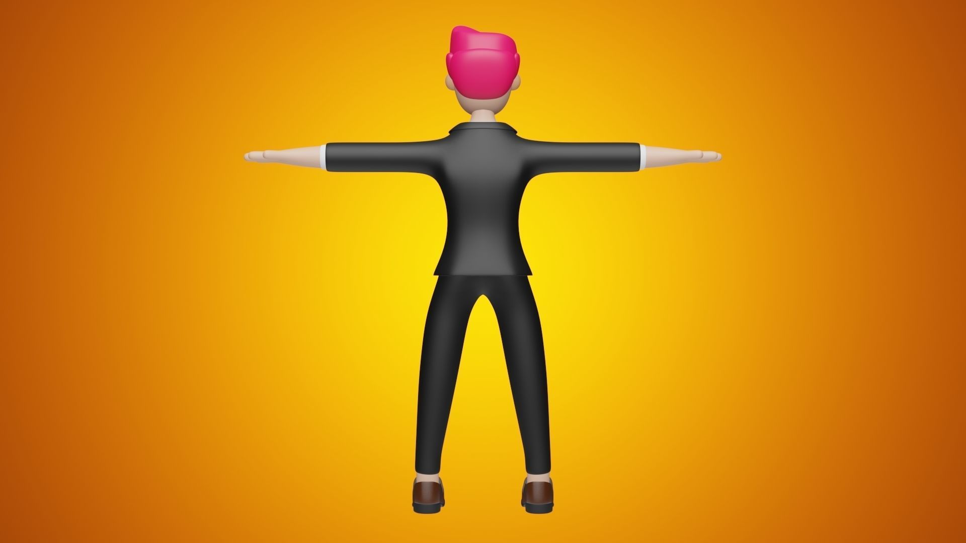 Man Wear Suit and Leather Shoes in Cartoon Character Style 3D model_2