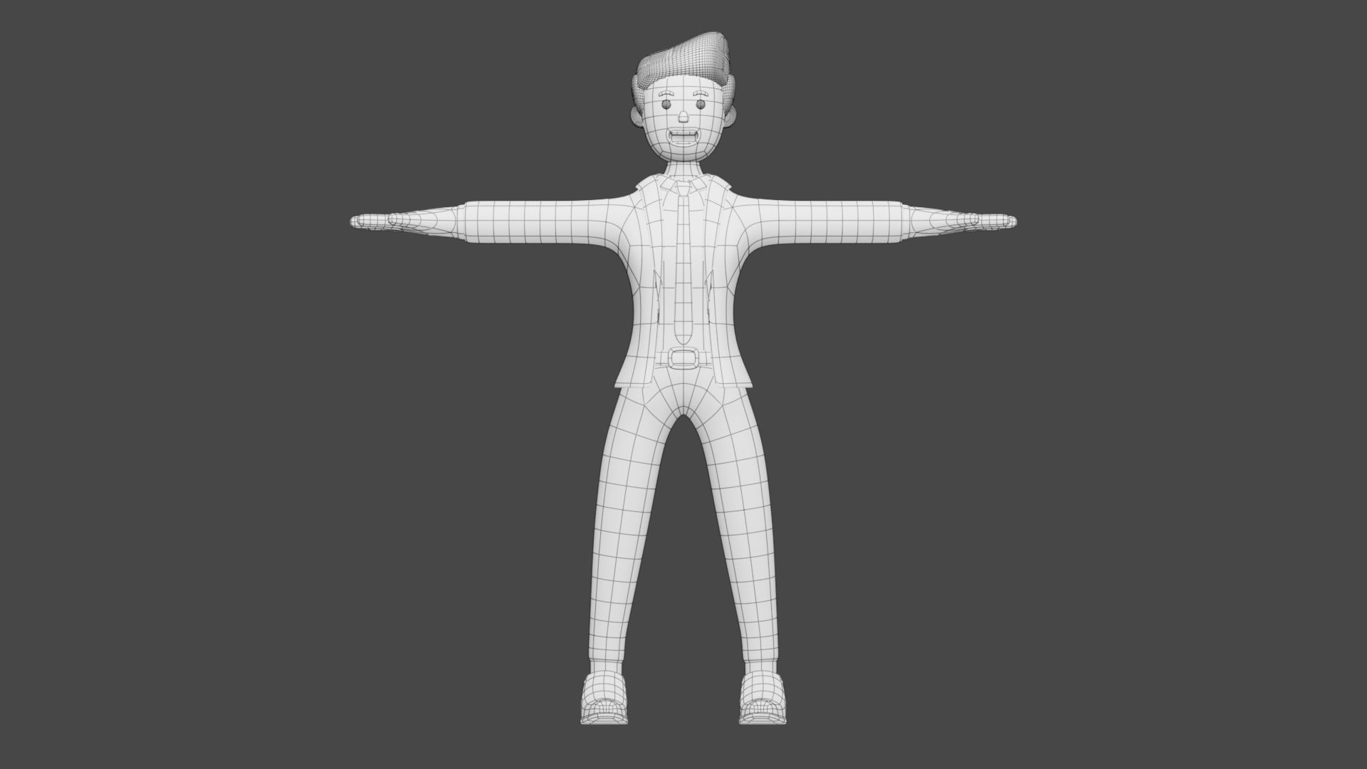 Man Wear Suit and Leather Shoes in Cartoon Character Style 3D model_5