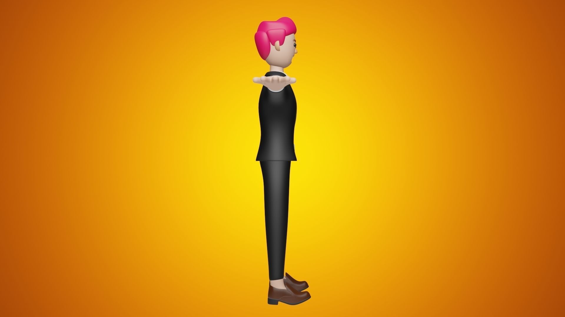 Man Wear Suit and Leather Shoes in Cartoon Character Style 3D model_3