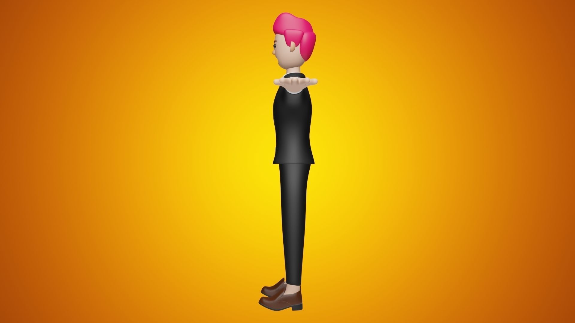 Man Wear Suit and Leather Shoes in Cartoon Character Style 3D model_1