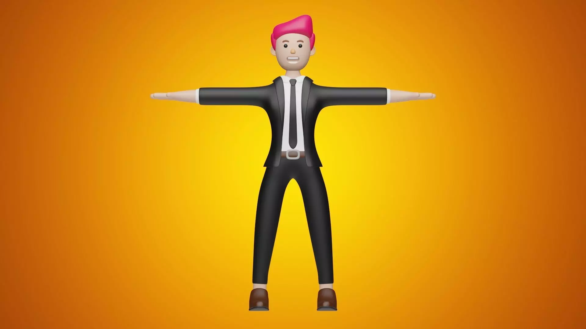 Man Wear Suit and Leather Shoes in Cartoon Character Style 3D model_0