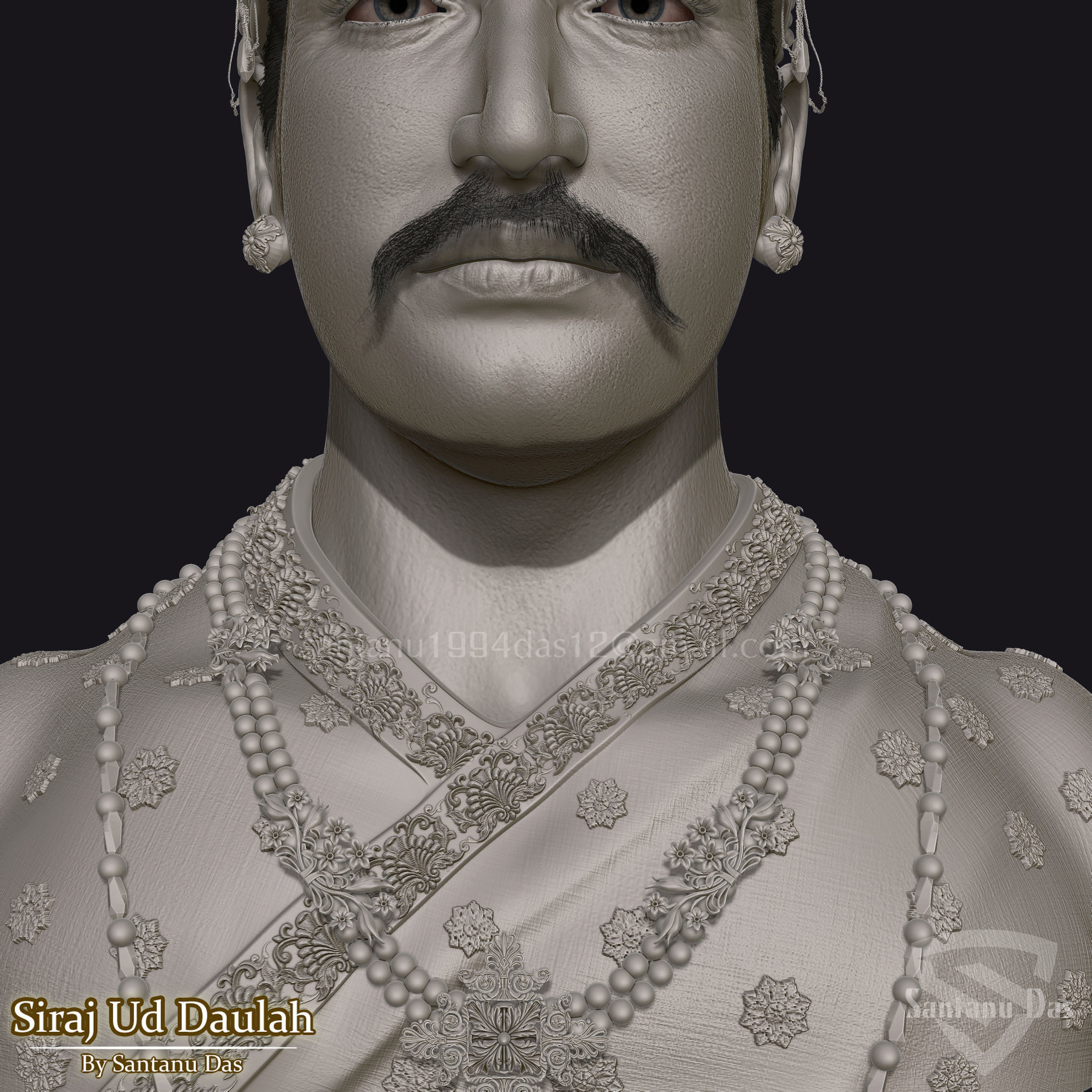 SIRAJ-UD-DAULAH 3d Print bust of man wearing turban 3D print model_19