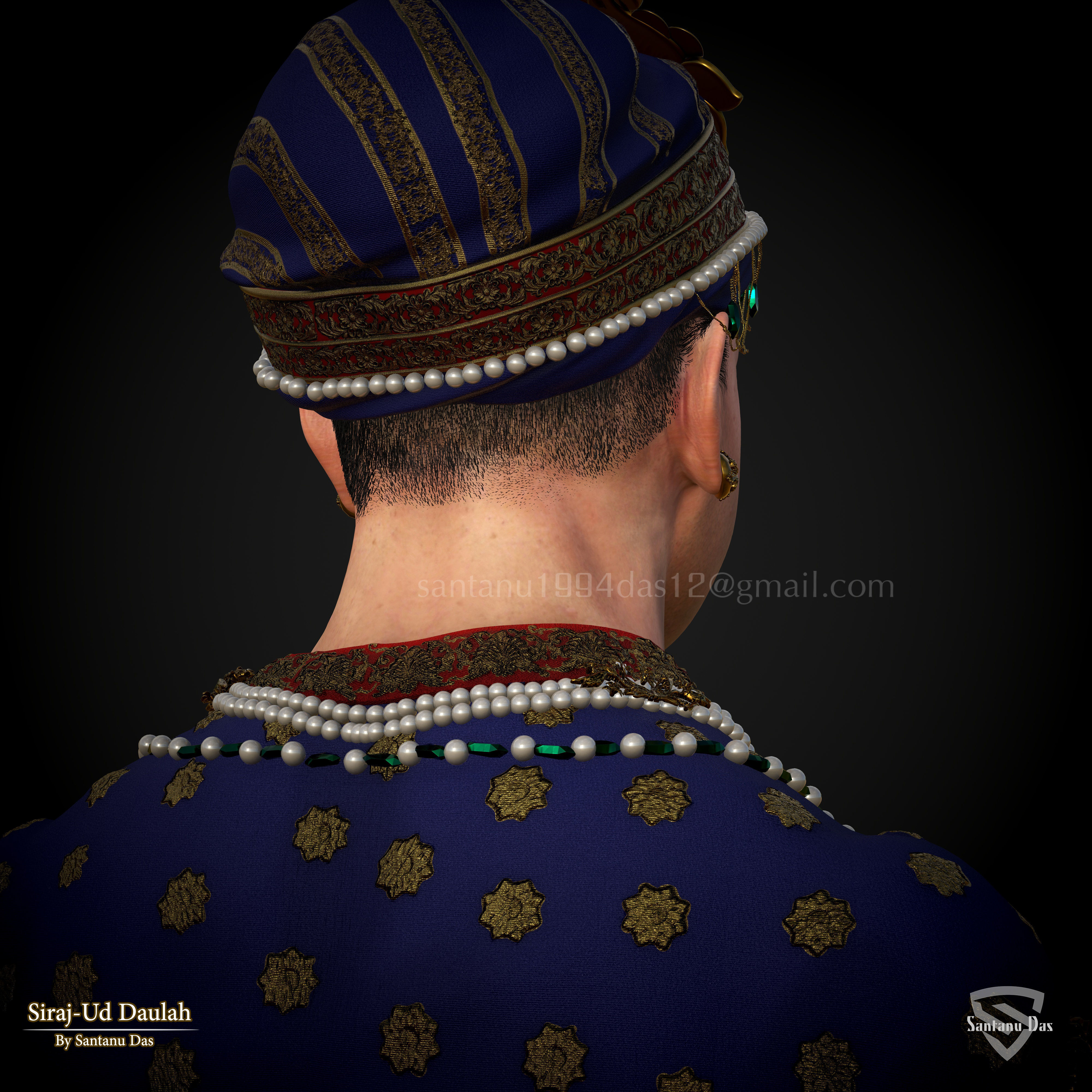 SIRAJ-UD-DAULAH 3d Print bust of man wearing turban 3D print model_14